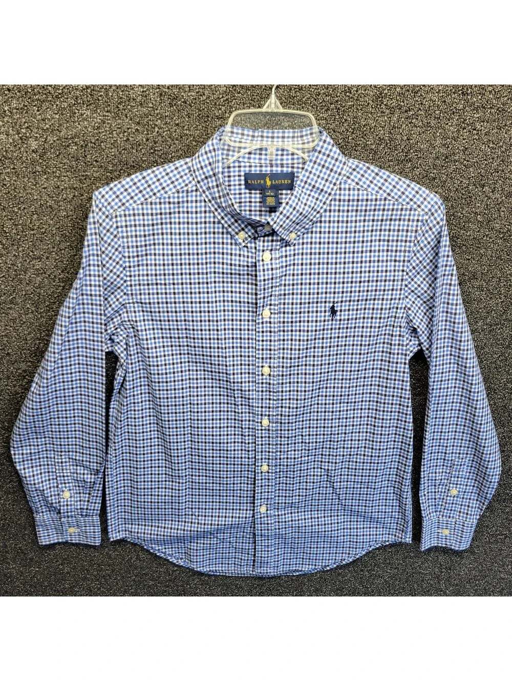 Ralph Lauren Blue Plaid Boy's Sz L Button-Down